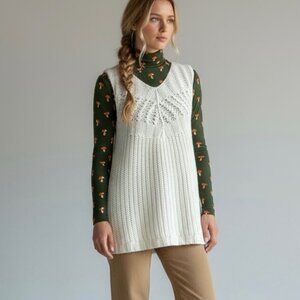 Vintage Graham and Spencer 100% Cashmere Sweater Vest SZ M Ivory Cottage Twee